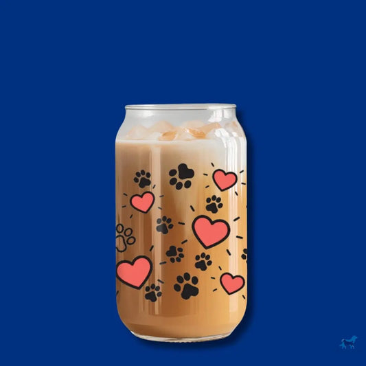 Paws & Hearts: 16oz Glass Cup Set with Bamboo Lid & Straw Sew chipper