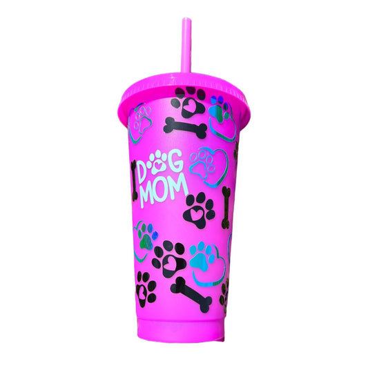 Dog Mom 24oz, Color Changing Cup Sewchipper